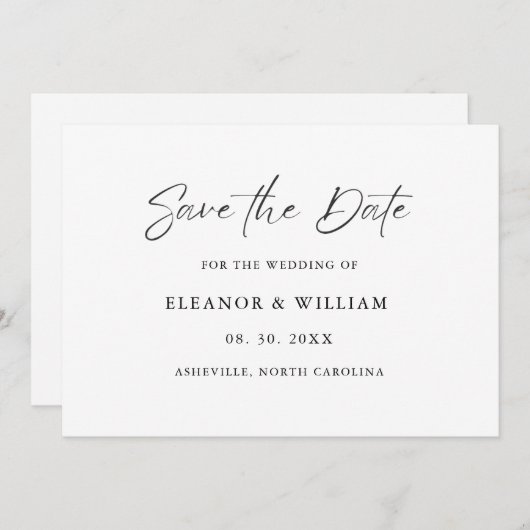 Modern Minimalist Save the Date Wedding Invitation (Vorne/Hinten)