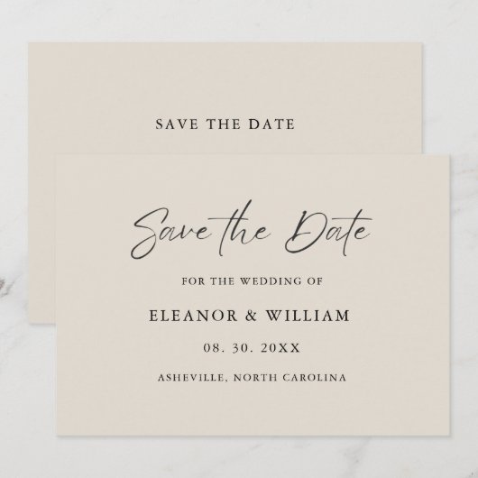 Modern Minimalist Save the Date Wedding Invitation (Vorne/Hinten)