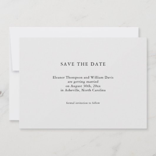 Modern Minimalist Save the Date Wedding Invitation (Rückseite)