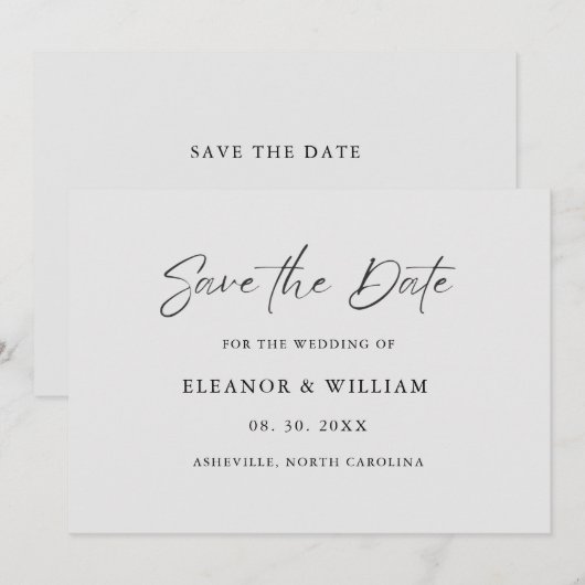Modern Minimalist Save the Date Wedding Invitation (Vorne/Hinten)