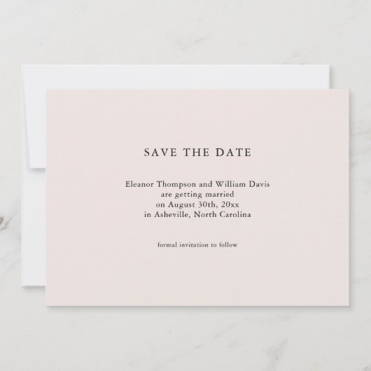 Modern Minimalist Save the Date Wedding Invitation (Rückseite)