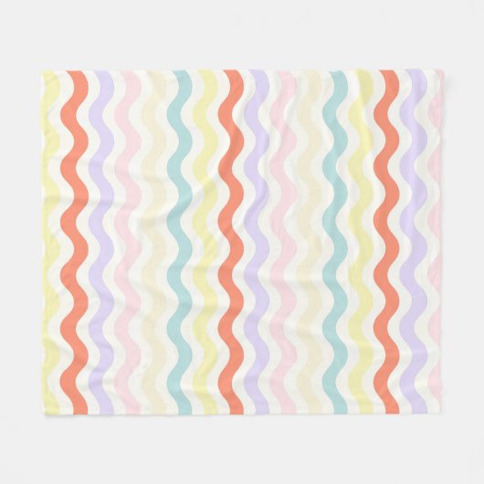 Modern Minimalist Scalloped Pastel Waves Linear Fleecedecke (Vorderseite (Horizontal))