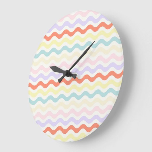Modern Minimalist Scalloped Pastel Waves Linear Große Wanduhr (Winkel)