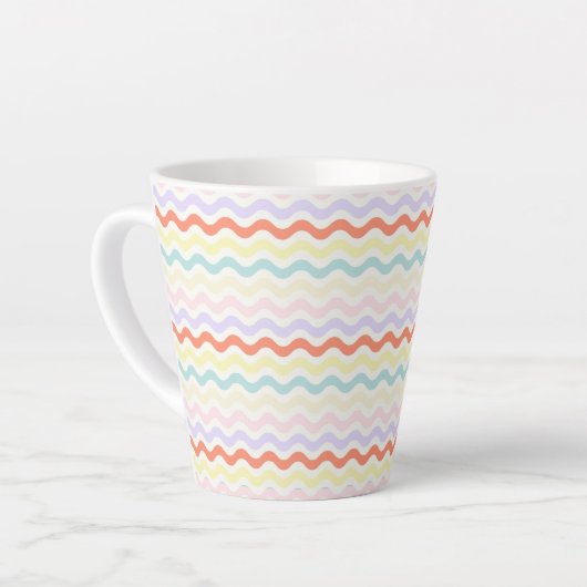 Modern Minimalist Scalloped Pastel Waves Linear Milchtasse (Linke Ecke)