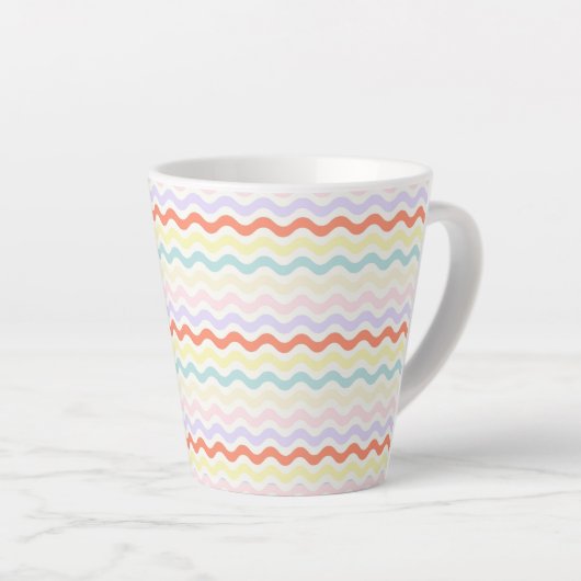 Modern Minimalist Scalloped Pastel Waves Linear Milchtasse (Rechte Ecke)