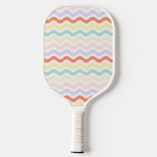 Modern Minimalist Scalloped Pastel Waves Linear Pickleball Schläger (Rückseite)
