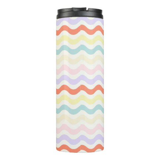 Modern Minimalist Scalloped Pastel Waves Linear Thermosbecher (Rückseite)