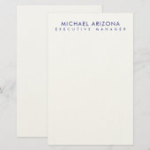 Modern minimalist schlicht eigene Name Briefpapier (Vorne/Hinten)