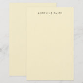 Modern minimalist schlicht einfarbig Cornsilk-Farb Briefpapier (Vorne/Hinten)