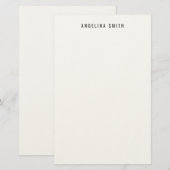 Modern minimalist schlicht Schwarz Weiß Briefpapier (Vorne/Hinten)
