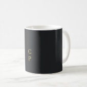 Modern minimalist schwarz & gold farbmonogramm kaffeetasse (VorderseiteRechts)