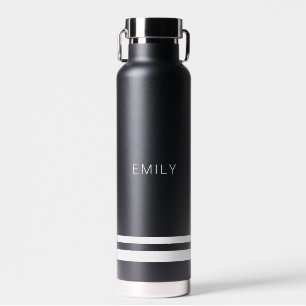 Modern minimalist Schwarz-Weiß-Streifen Trinkflasche