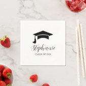 Modern minimalist schwarze weiße Abschlussfeier Serviette (Beispiel)