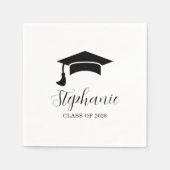 Modern minimalist schwarze weiße Abschlussfeier Serviette (Vorderseite)