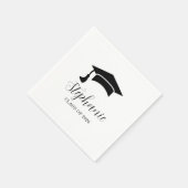 Modern minimalist schwarze weiße Abschlussfeier Serviette (Ecke)
