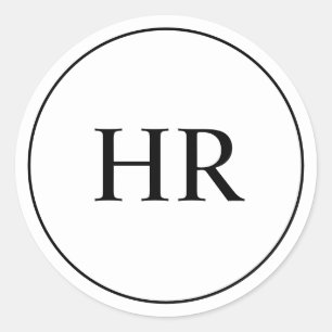 Modern minimalist schwarzes und weißes elegantes M Runder Aufkleber