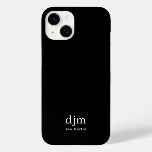 Modern minimalist schwarzes und weißes Monogramm N Case-Mate iPhone 14 Hülle