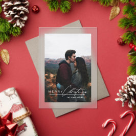 Modern Minimalist Script 1 Photo Christmas Card Acryleinladungen