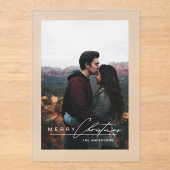 Modern Minimalist Script 1 Photo Christmas Card Acryleinladungen (Vorderseite)