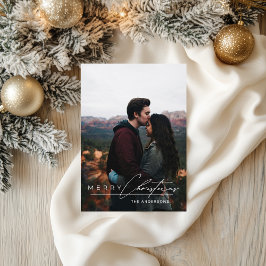 Modern Minimalist Script 1 Photo Merry Christmas Feiertagskarte