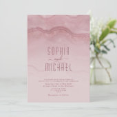 Modern Minimalist Script Dusty Rose Wedding Einladung (Stehend Vorderseite)