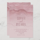 Modern Minimalist Script Dusty Rose Wedding Einladung (Vorne/Hinten)