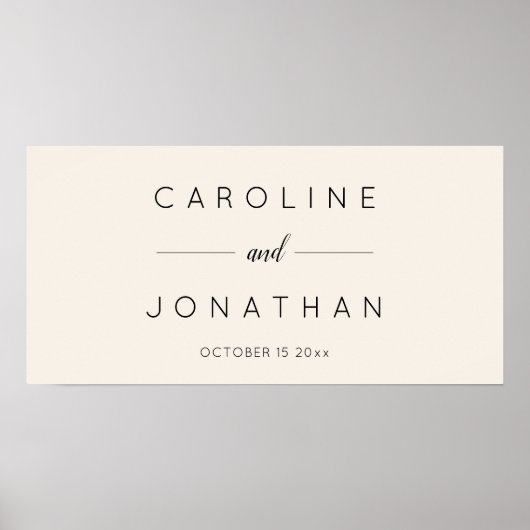 Modern Minimalist Script Ivory Custom Wedding Poster (Vorne)