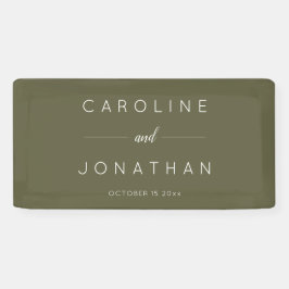 Modern Minimalist Script Olive Moss Custom Wedding Banner