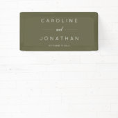 Modern Minimalist Script Olive Moss Custom Wedding Banner (InSitu)