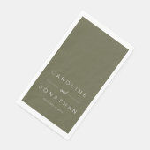 Modern Minimalist Script Olive Moss Custom Wedding Serviette (Ecke)