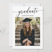 Modern Minimalist Script Photo Graduate Einladung (Vorderseite)