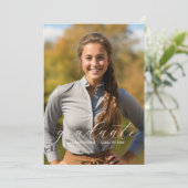 Modern Minimalist Script Photo Graduation Ankündigung (Stehend Vorderseite)