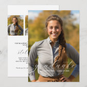 Modern Minimalist Script Photo Graduation Ankündigung (Vorne/Hinten)