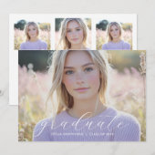 Modern Minimalist Script Photo Graduation Ankündigung (Vorne/Hinten)