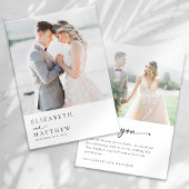 Modern Minimalist Script Photo Wedding Dankeskarte