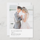 Modern Minimalist Script Photo Wedding Dankeskarte (Vorderseite)