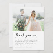 Modern Minimalist Script Photo Wedding Dankeskarte (Rückseite)