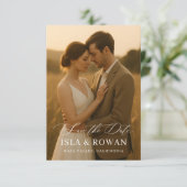 Modern Minimalist Script Photo Wedding Save The Date (Stehend Vorderseite)