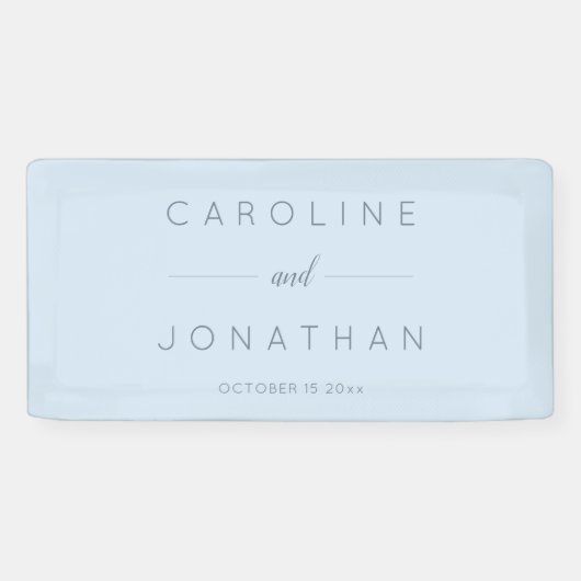 Modern Minimalist Script Soft Blue Custom Wedding Banner (Horizontal)