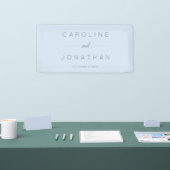 Modern Minimalist Script Soft Blue Custom Wedding Banner (Messe)