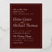 Modern Minimalist Script Vineyard Red Wedding Folieneinladung (Vorderseite)