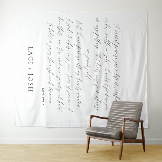 Modern Minimalist Script Wedding Ceremony Backdrop Wandteppich (Beispiel (Horizontal))