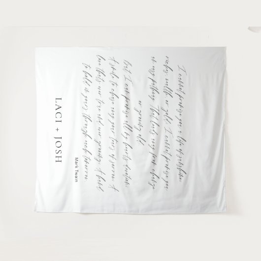 Modern Minimalist Script Wedding Ceremony Backdrop Wandteppich (Vorderseite (Horizontal))