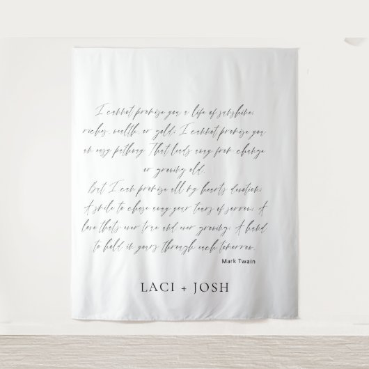 Modern Minimalist Script Wedding Ceremony Backdrop Wandteppich (Vorderseite)