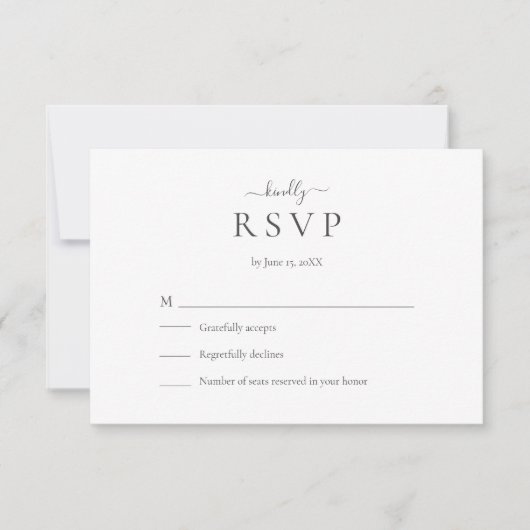 Modern Minimalist Script Wedding RSVP Card (Vorderseite)