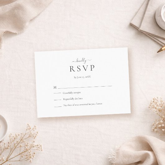 Modern Minimalist Script Wedding RSVP Card Karte