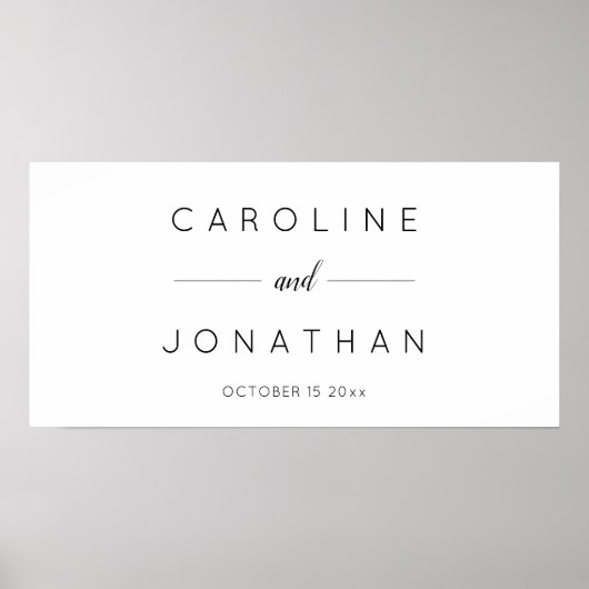 Modern Minimalist Script White Custom Wedding Poster (Vorne)