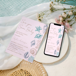 Modern Minimalist Sea You Soon Baby Baby Shower Einladung