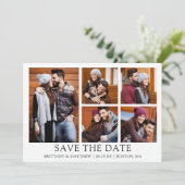Modern Minimalist Simple 5 Photo Couple Save The Date (Stehend Vorderseite)
