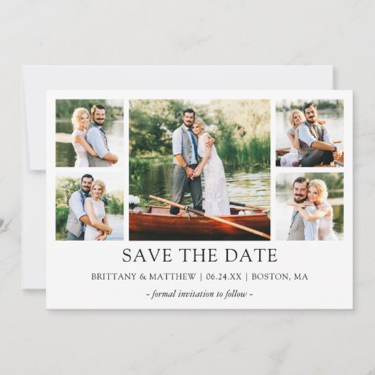 Modern Minimalist Simple 5 Photo Save The Date (Vorderseite)